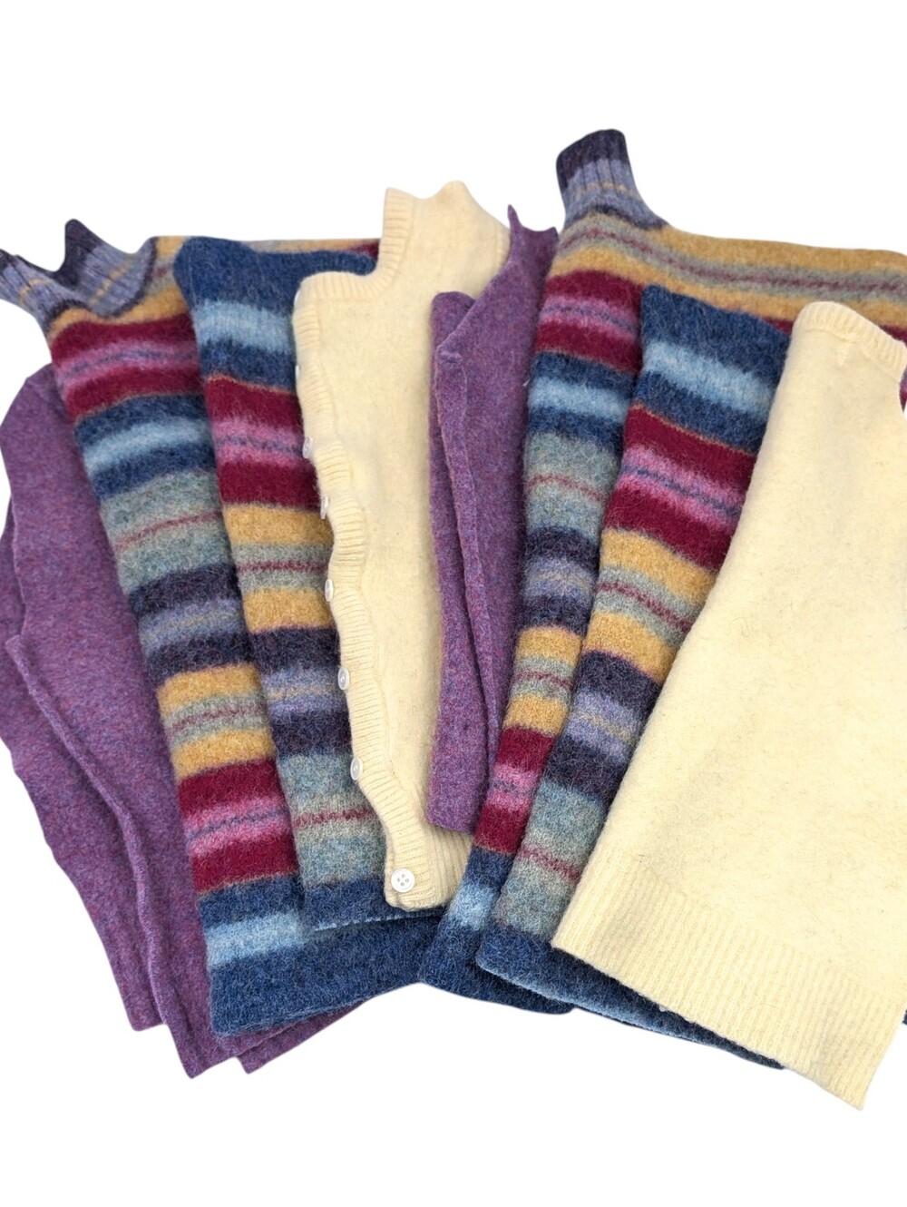 Felted Wool Pieces for Crafting Sewing Art Project Pillow Bag Scarf Purple Multi